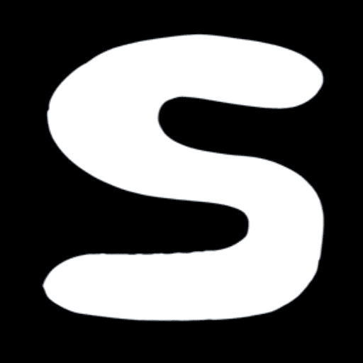 White S of the smitten logo on a black square, used as favicon and site logo